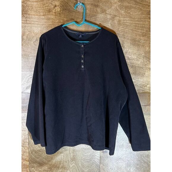 Land's End Black Fleece 2X Unisex 5 Button Henley - Picture 1 of 4